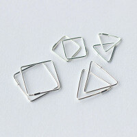 wholesale S925 Sterling Silver Ear Studs for Women, Sweet and Fashionable Geometric Shapes, Minimalist Ear Clasps, Square and Triangle Accessories E1548-s925 silver pair of triangles 12MM 925 silver