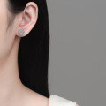 S925 Sterling Silver Full Moissanite Round Stud Earrings for Women, Elegant and Versatile-0-2