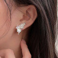 wholesale S925 Sterling Silver Unique Asymmetric Butterfly Earrings Women Korean New Trend Versatile High-end Earrings-0-3