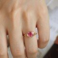 wholesale S925 sterling silver red elk with pink diamond love ring, gentle style, unique design, fashionable luxury, sparkling-0-2