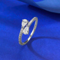 wholesale S925 Silver New Ins Style Pear-Shaped Double Teardrop Open Ring Minimalist Band-0-2