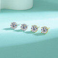 wholesale S925 Sterling Silver Cross-border Simple and Small Four-Claw Micro-Inlaid Moissanite Earrings Super Sparkling Versatile Stud Earrings Wholesale for Women-0-1