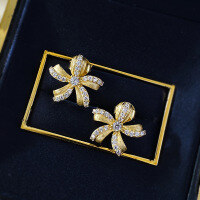 wholesale S925 Silver Plated Vintage Floral Stud Earrings, Daily Retro Fashion Antique Style-E514 Flower Earrings 925 Silver