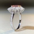 wholesale S925 Sterling Silver Padparadscha Pink Ring for Women, Light Pink Minimalist Cool-Tone Color Scheme High Prong Luxury Setting Full Diamond Ring-0-2