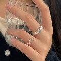 wholesale S925 Sterling Silver Wave Ring for Women, Korean New Edition Fashion Minimalist Style Simple Elegant Smooth Band-0-3