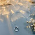 wholesale Fine Silver Maker S999 Moebius Loop Circle Necklace for Women Ins Minimalist High-end Elegant Korean Style Flash Diamond Collarbone-0-2