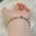 wholesale S925 Silver Inlaid Natural Jadeite Type A Hot Green Ice Species Multi-Grain Bracelet Live Streaming Supply Chain-0-3