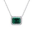 wholesale S925 Silver Necklace with Vintage 6*8 Emerald Cut Pendant, Summer Versatile Women's Jewelry, Hot Sale in Live Streams-0-4