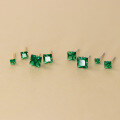 wholesale S925 Sterling Silver Minimalist Sweet Ins-Style Small Green Square Diamond Stud Earrings M05636-0-4