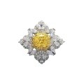 wholesale S925 Silver 1ct Princess Cut 6*6 Yellow Diamond Ring for Women, Ins Fashion Large Diamond Style, Live Stream Edition-0-4