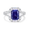 wholesale S925 Sterling Silver High Carbon Diamond Ring Women Tanzanite 8A Zircon Square Ice Flower Cut Color Gemstone Ring Live Streaming Best-Seller Wholesale-0-19