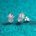 S925 Sterling Silver Moissanite Square Stud Earrings for Women, Simple and Versatile-0-0