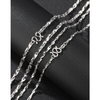 wholesale 925 Sterling Silver 3mm Ingot Chain Necklace for Men, Solid Minimalist Silver Chain, Hip-Hop Style Men's Collarbone Chain, Gift for Husband or Boyfriend-2mm Yuanbao chain 45cm about 10 grams 925 silver