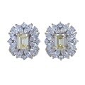 wholesale S925 Silver Fashionable 6*8 Yellow Diamond Emerald Cut Earrings for Women, European and American Cross-Border Style-0-4
