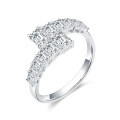 wholesale 18K Gold Adjustable Ash-Cut Lab-Grown Diamond Square Ring with Open Design-0-0