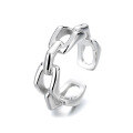 wholesale S925 Sterling Silver European and American Minimalist Design Luxury Retro Hong Kong Style Chain Open Ring Unisex-0-4