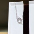 wholesale S925 Sterling Silver Women's Pig Nose Pendant Full Diamond O-Shaped Necklace Minimalist High-End Collarbone Chain Direct Factory Wholesale-0-2