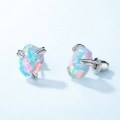 wholesale S925 sterling silver gold-plated irregular fire opal earrings for cross-border trendy fashion, wholesale from manufacturers-0-3