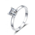 925 Sterling Silver Princess Cut Four-Prong Moissanite Ring for Women-0-2