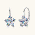 wholesale 925 Sterling Silver Korean Style INS New Snowflake Moissanite Earrings for Women, Hexagram Flower Ear Clips with Tassel Ear Accessories-0-0