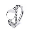wholesale S925 Sterling Silver Simple Retro Geometric Tassel Chain Ring Ins Harajuku Style Versatile Accessory-0-4