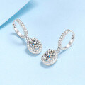 wholesale PT950 gold-plated 925 sterling silver oval cluster moissanite ear clips with ear jewelry wholesale from manufacturers with ready stock-0-2
