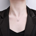 Sterling Silver Hollow-Out Diamond Moissanite Necklace, Minimalist Luxury High-End Jewelry-0-1