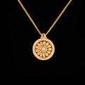 Sterling Silver Rotating Sunflower Compass Pendant with Sand Gold and Diamond Inlay-0-1