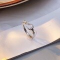wholesale S925 Sterling Silver Fashion Minimalist Circle Half Twist Ins Style Ring Korean Version Niche Design Versatile Women's Ring-0-3