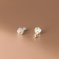wholesale S925 Sterling Silver Hollow-Out Earrings for Women, Line Rose, Simple Light Pearl, Fresh and Elegant Style, M01120-0-2
