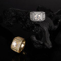 wholesale Gold-plated, fashionable and generous square 3-carat full diamond men's ring,-0-3