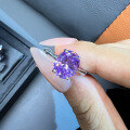 wholesale S925 Sterling Silver 8*10 Lavender Purple CZ Bamboo Knot Ring, European and American Style Minimalist Band-0-0