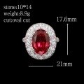 wholesale 925 Silver Gold-Plated Ring with High-Carbon Diamond GRC Lab-Grown Ruby Oval Cocktail Dinner Versatile Women's Ring-0-1