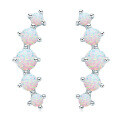 S925 Silver White Opal Earrings, Arched Design, Wholesale, Cross-border Live Sales-0-3