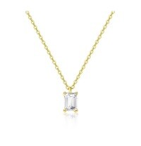 Sterling Silver Pigeon Egg Moissanite Waterdrop Heart Pendant Necklace, 1-2 Carat, Women's Setting Wholesale-Square-shaped (including chain) high-carbon stone  [One carat]