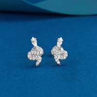 wholesale S925 Sterling Silver Exquisite Full Diamond Snake Earrings, Luxury Design, Fashionable and Elegant, Live Streaming Edition-E640 Snake Earrings 925 Silver