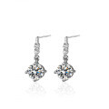 S925 Silver Moissanite Earrings with Dangling Streamer Design-0-3