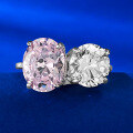 wholesale Metal material first: European and American new style simple four-prong fashion super flash large oval pink diamond 8*10 high carbon diamond ring-0-0
