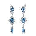 wholesale 925 Silver Light Luxury Designer Natural Topaz Earrings, High-End Sense Inlaid with Natural Gemstone Ear Drops-0-6