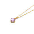 wholesale Metal S925 Silver Plated 14K Gold, Amethyst, White Shell, Japanese Retro Minimalist Pendant Necklace Jewelry Wholesale-0-4
