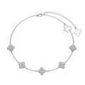 wholesale S925 Sterling Silver Korean-style Ins Fashion New Four-leaf Clover Round Diamond Zircon Design High-end Sense Bracelet for Women-0-6