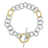 wholesale S925 Sterling Silver 103 Korean Version Minimalist Two-Tone Plated OT Clasp Bracelet for Women-Platinum + 18K gold &gt; 925 silver