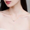 wholesale S925 Sterling Silver European and American Fashion Minimalist Moon Cubic Zirconia Necklace Women's Collarbone Chain Aloof Style Internet Celebrity Wholesale-0-1