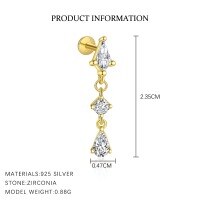 wholesale S925 Sterling Silver Irregular Zircon Star Earrings, Round Small Niche Design。-E4713-Gold/Single 925 Silver