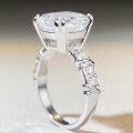 wholesale S925 Silver 5ct D Color Moissanite Cross Square Halo Ring for Cross-Border E-Commerce-0-3