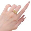 wholesale Metal: S925 Sterling Silver Gold Plated Vintage Dreamy Bow Textured Ring for Women, Versatile and Elegant-0-4