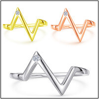 wholesale S925 Sterling Silver Z Letter Ring Non-Tarnish Women's Fashion Minimalist ECG Geometric Index Finger Ring Wholesale-Rose Gold US Size 7#