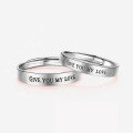 wholesale 925 Sterling Silver Adjustable Open Ring with Design Sense for Maker Our Love Couple Give You My Love-0-5