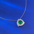 wholesale S925 Silver New Style Simulated Emerald 8*10 Necklace European and American Pendant for Women 40+5cm-0-3