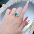 wholesale S925 Silver with 10*12 Tourmaline Green Ring, Summer Forest Style, Fashionable and High-End-0-3